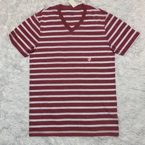NWT Mens  Red Aeropostale V-Neck Striped Shirt